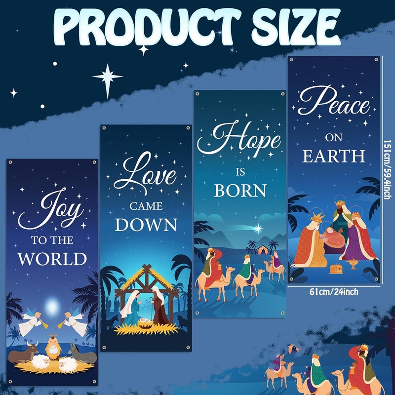 Yopyame Church Banners with Scripture - 4PCS Church Banners for Sanctuary Wall Worship Christian Banner 24x59.4 Inch Jesus Theme Religious Prise Banner for Religious Festivals Sunday School Decoration - Image 2